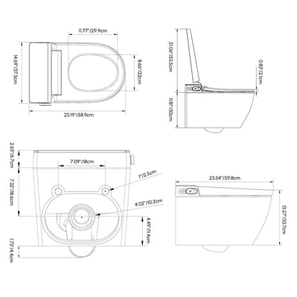 Airloo Smart Bidet Toilet with Built-in Tank and Auto-Open Lid, Dual Flush 1.1/1.6 GPF