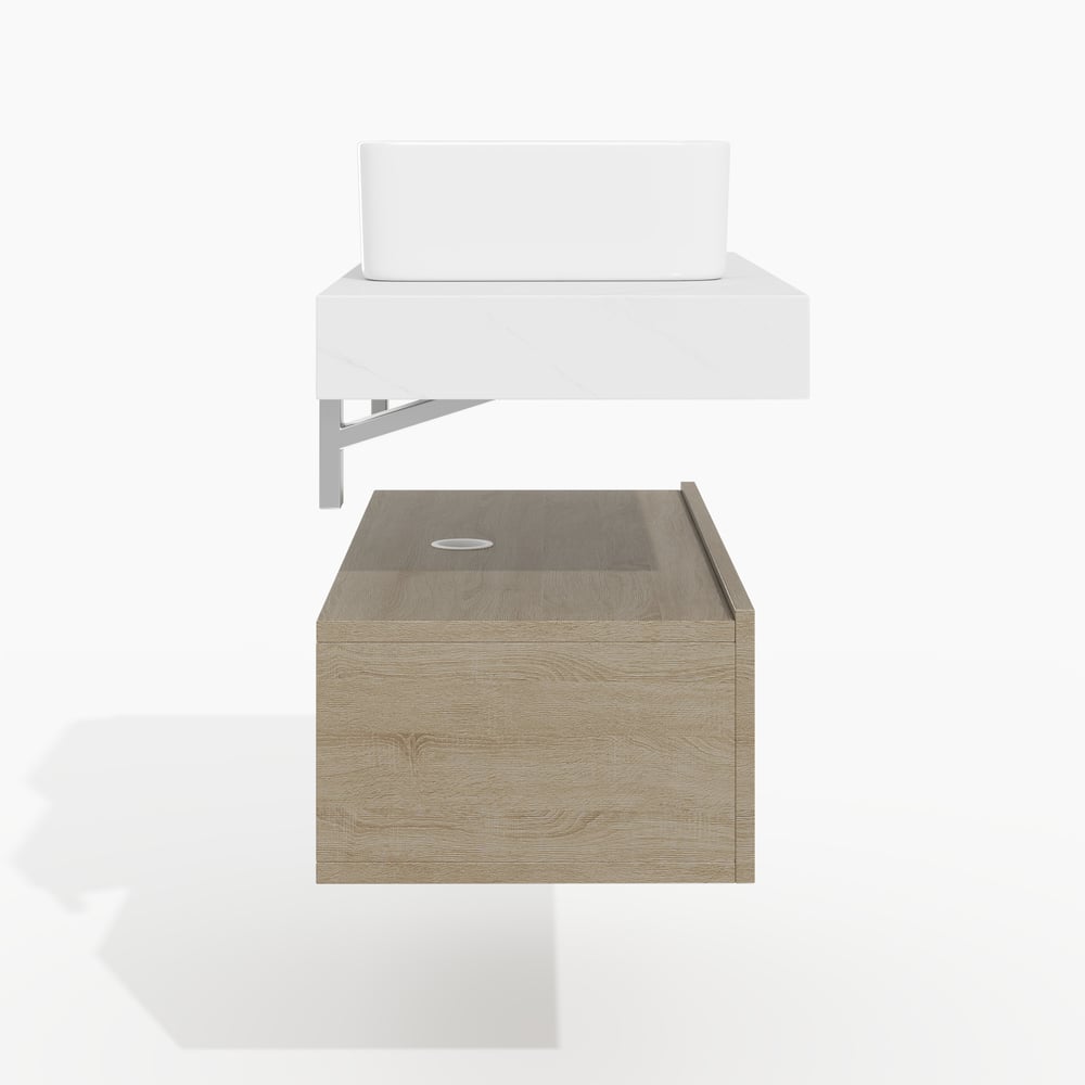 Modena 35.4"Floating Single Bathroom Vanity with Sink, Sintered Stone Top