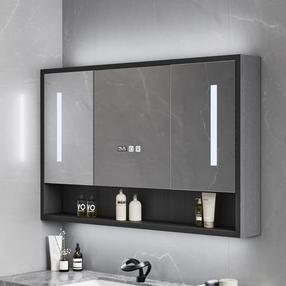 39.4" Black Floating Bathroom Vanity Set with LED Medicine Cabinet