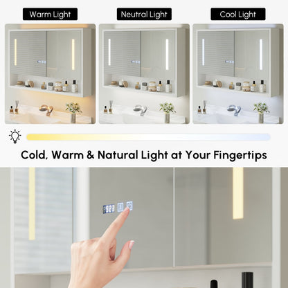 39.4" White Floating Bathroom Vanity Set with LED Medicine Cabinet
