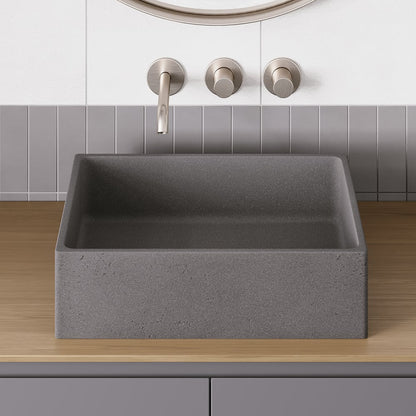 18'' Gray Concrete Vessel Sink Modern Rectangular Countertop Basin for Bathroom Vanity