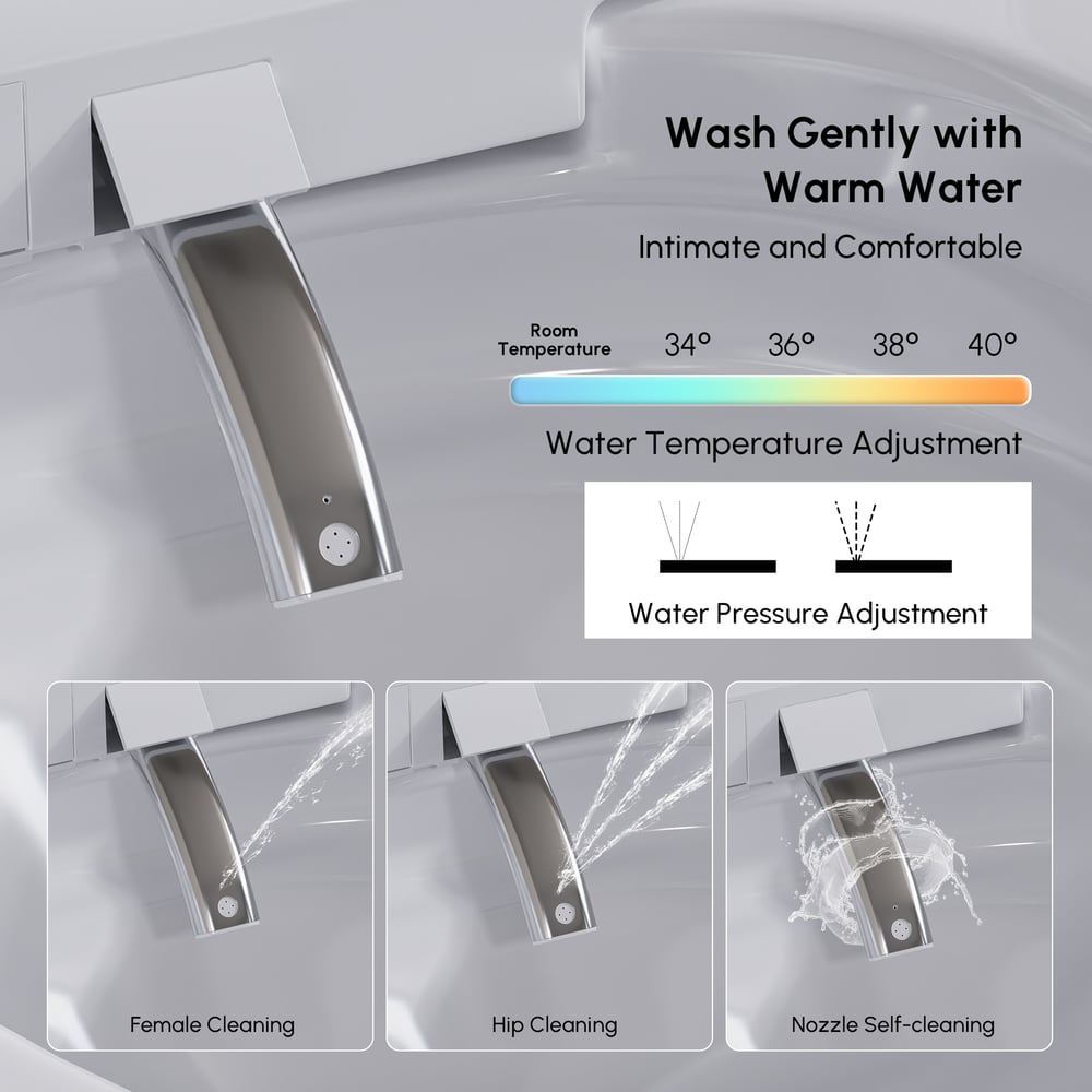 Airloo Smart Bidet Toilet with Built-in Tank and Auto-Open Lid, Dual Flush 1.1/1.6 GPF
