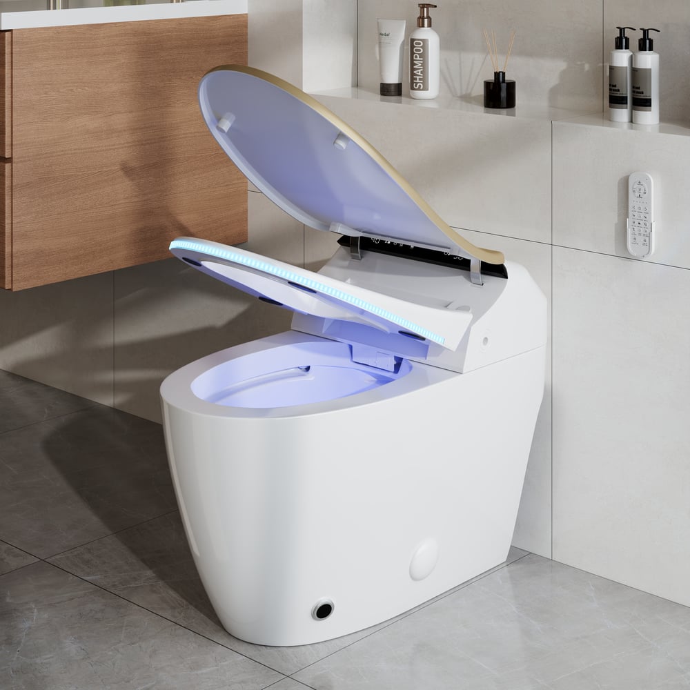 Hynova AX2 Pro Smart Bidet Toilet with Aromatherapy, Rose Gold, 1.28 GPF