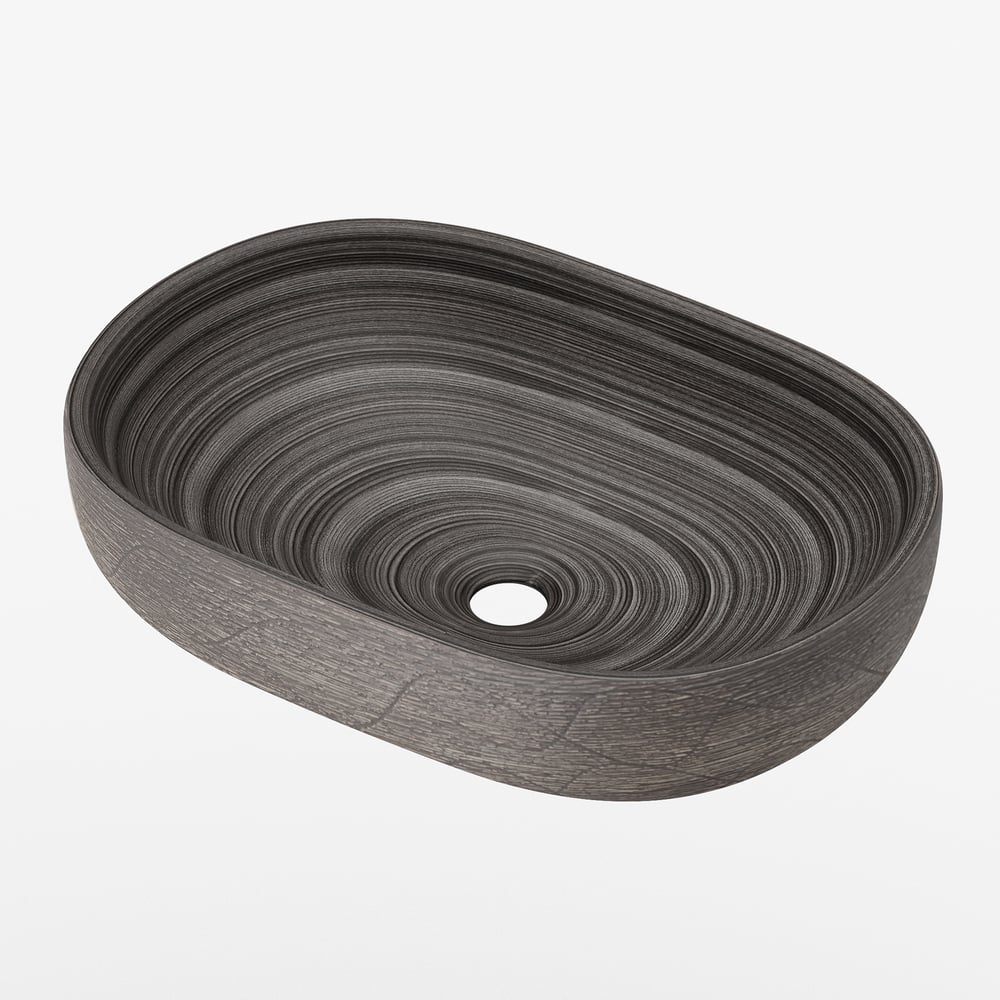 23" Grey Oval Ceramic Bathroom Sink – Matte Glazed Vessel Sink