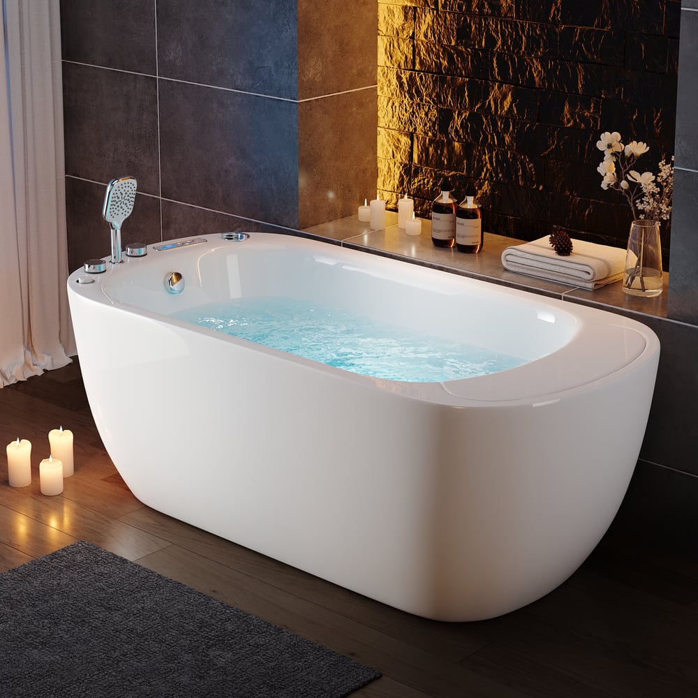 67" 2-Person Whirlpool Bathtub with Massage Jets & Thermostatic Control