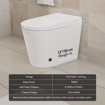 Fitro H2 Pro Compact Smart Bidet Toilet with Built-In Tank, UV Sterilization, 1.32 GPF