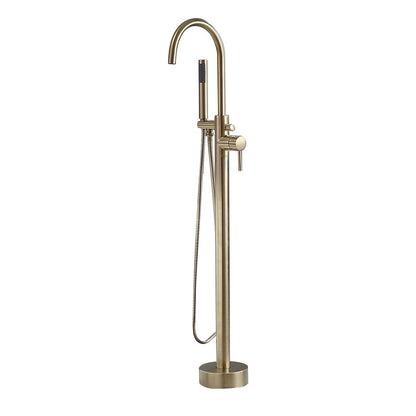 Brewst Freestanding Single Handle Tub Filler Faucet with Handshower Brass Brushed Gold