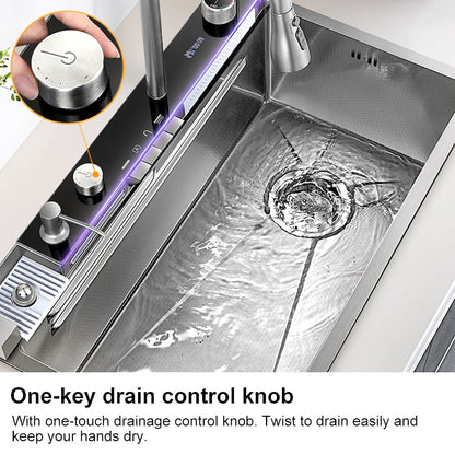 29" Drop-in Workstation Kitchen Sink with Faucet Single Bowl Stainless Steel