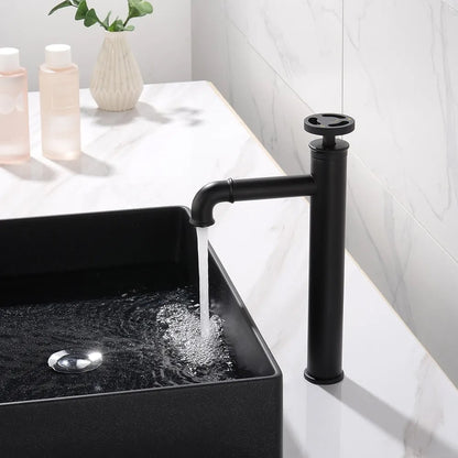 Ruth Industrial Matte Black Single Hole Bathroom Vessel Sink Faucet Single Handle Brass