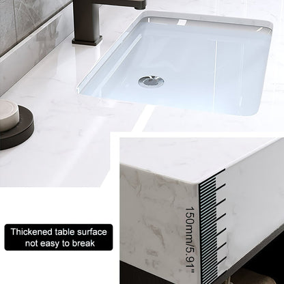 Modern 39.4" Floating Single Bathroom Vanity with Sink in Black, Sintered Stone Top