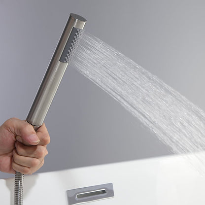 Brewst Modern Brushed Nickel Freestanding Bathtub Faucet Hand Shower Solid Brass