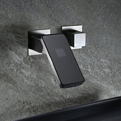 Led Digital Temperature Display Bathroom Rotating Faucet in Dark Gray