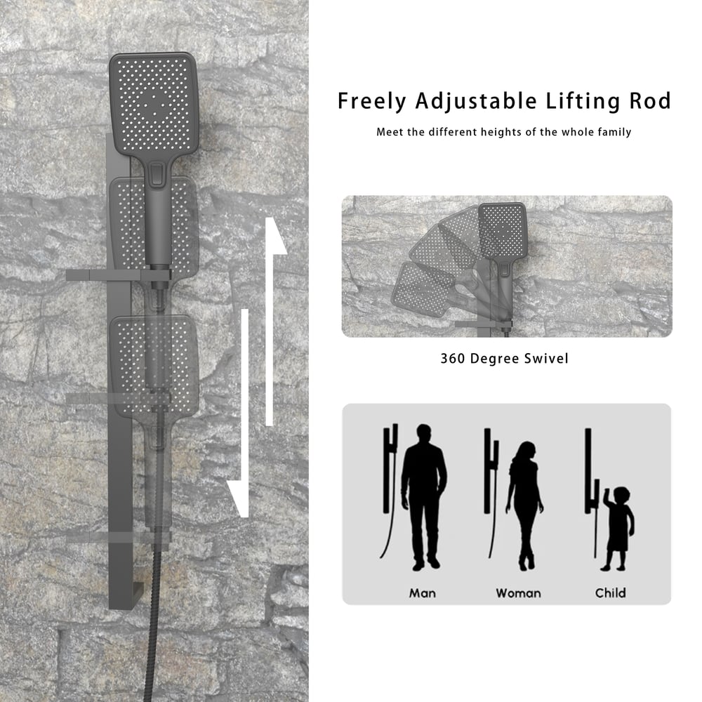 35" Wall-Mounted Intelligent Bluetooth Shower System with Multi-nozzle