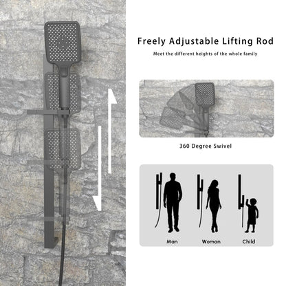 35" Wall-Mounted Intelligent Bluetooth Shower System with Multi-nozzle