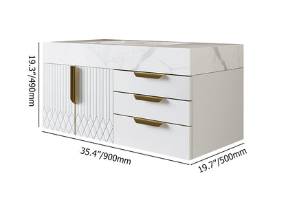 Aro 35" Floating Single Bathroom Vanity with Sink, Sintered Stone Top