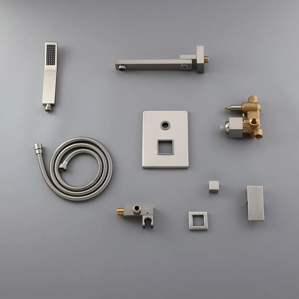 Ultramodern Brushed Nickel Wall Mounted Swirling Tub Filler Faucet with Hand Shower
