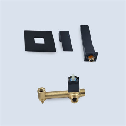 Wall Mount Matte Black Single Handle Bathroom Sink Faucet Solid Brass