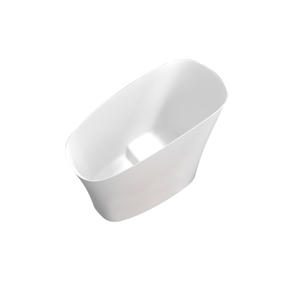 47" Japanese Modern Irregular Freestanding Stone Resin Soaking Bathtub White