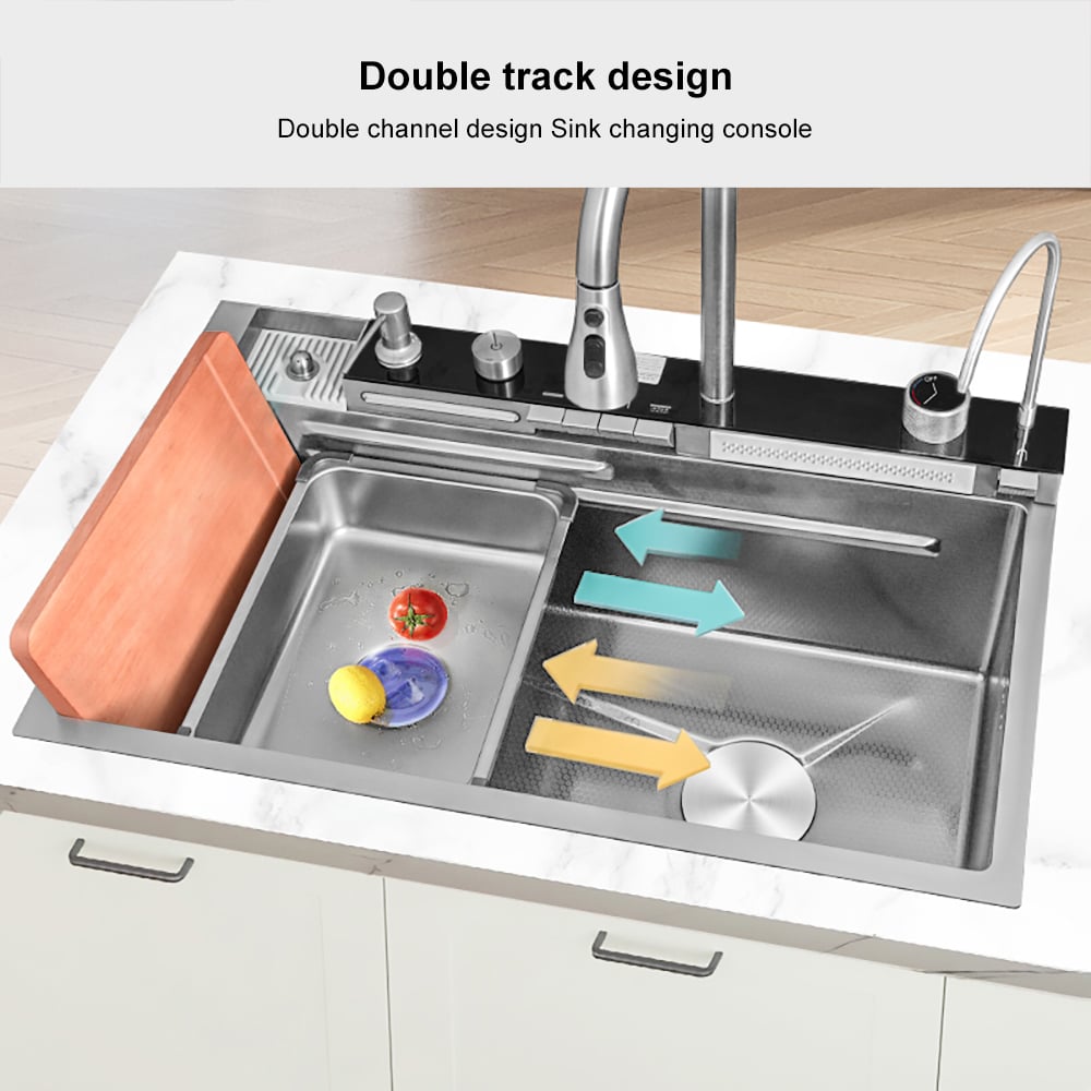 29" Drop-in Workstation Kitchen Sink with Faucet Single Bowl Stainless Steel