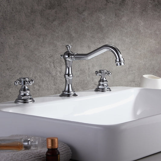 Chester Traditional Double Handle Bathroom Widespread Sink Faucet Victorian Spout