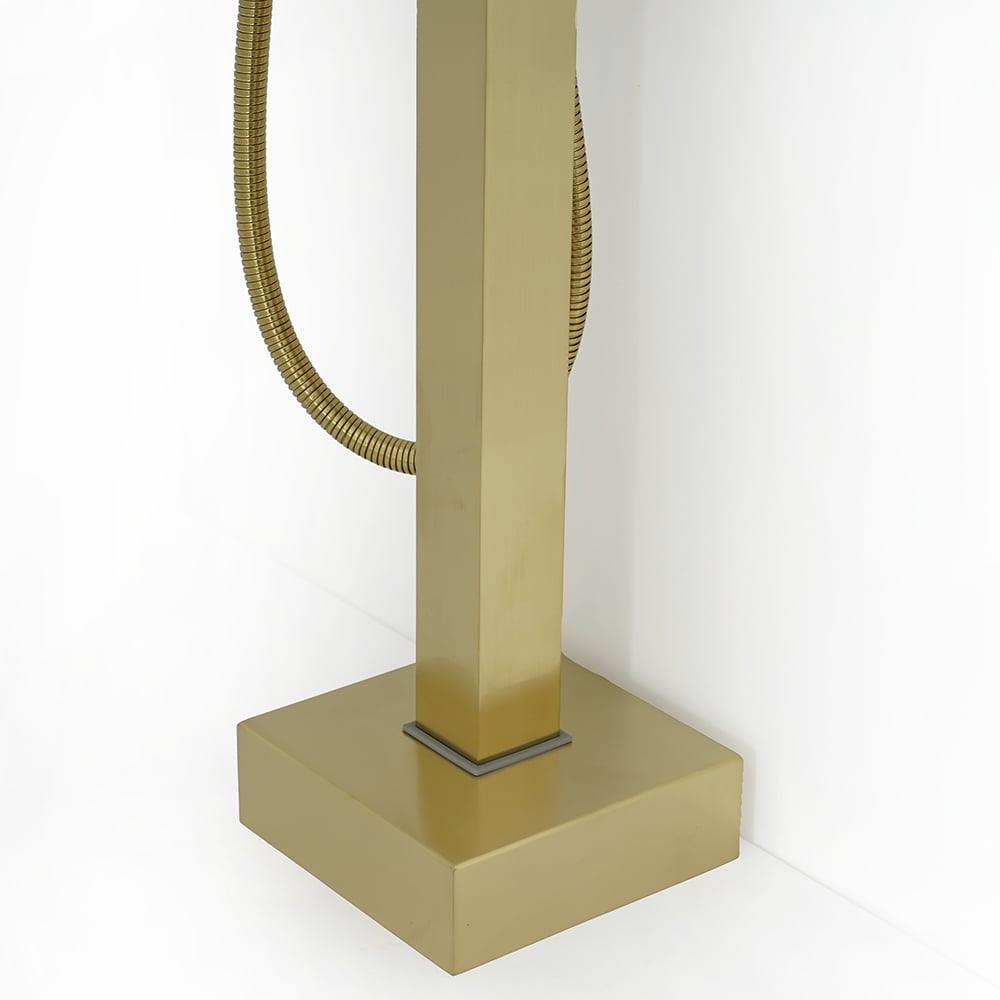 Freestanding Bathtub Faucet Gold Brushed Brass with Hand Shower