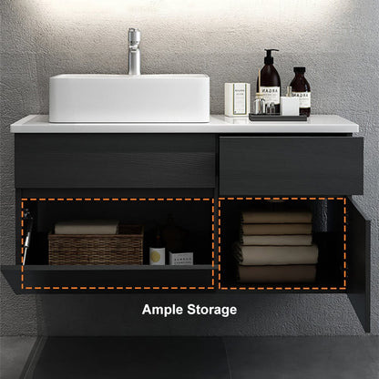 Modern 31" Floating Single Bathroom Vanity with Stone Resin Top, Ceramic Basin