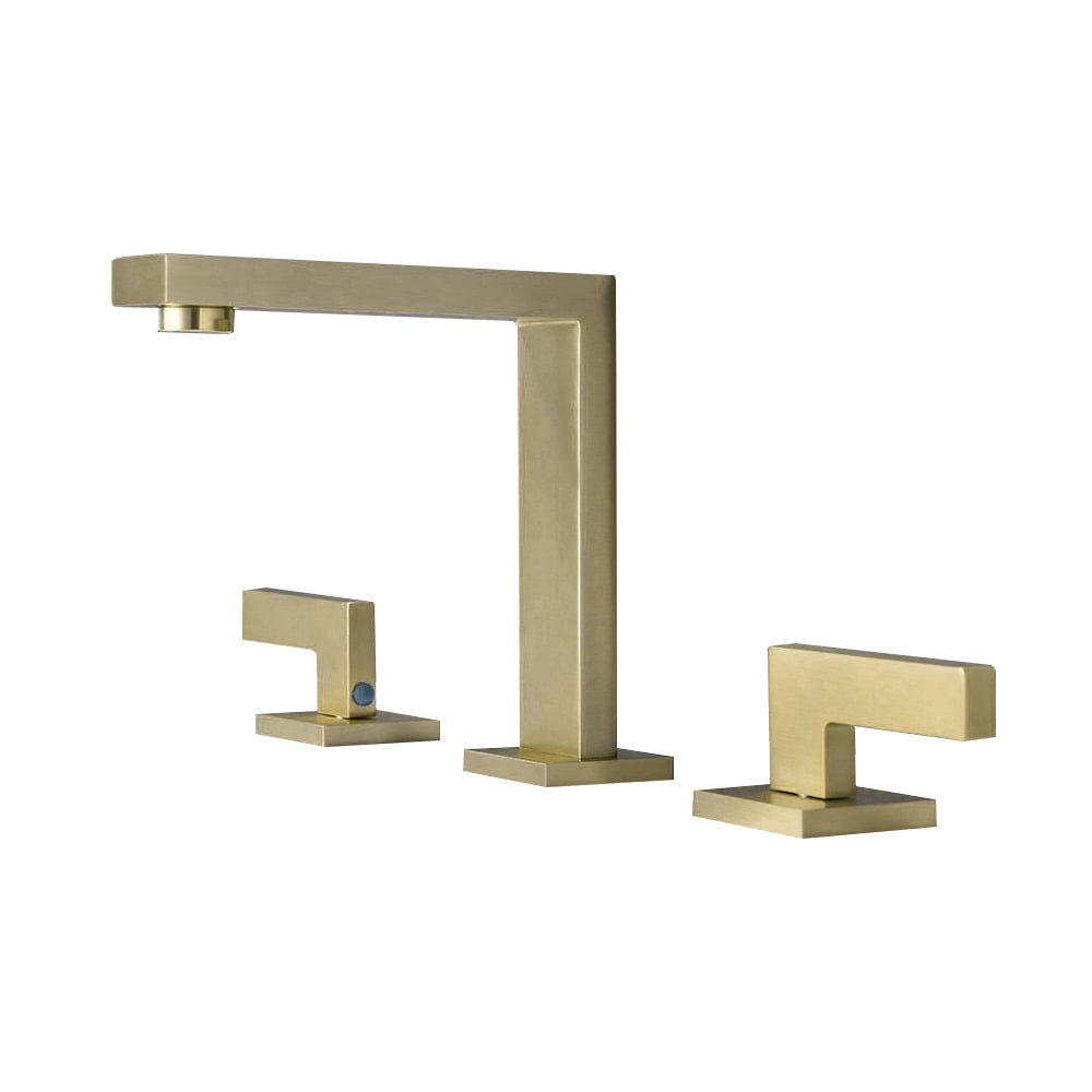 Widespread Brushed Gold Bathroom Sink Faucet Double Handle Solid Brass
