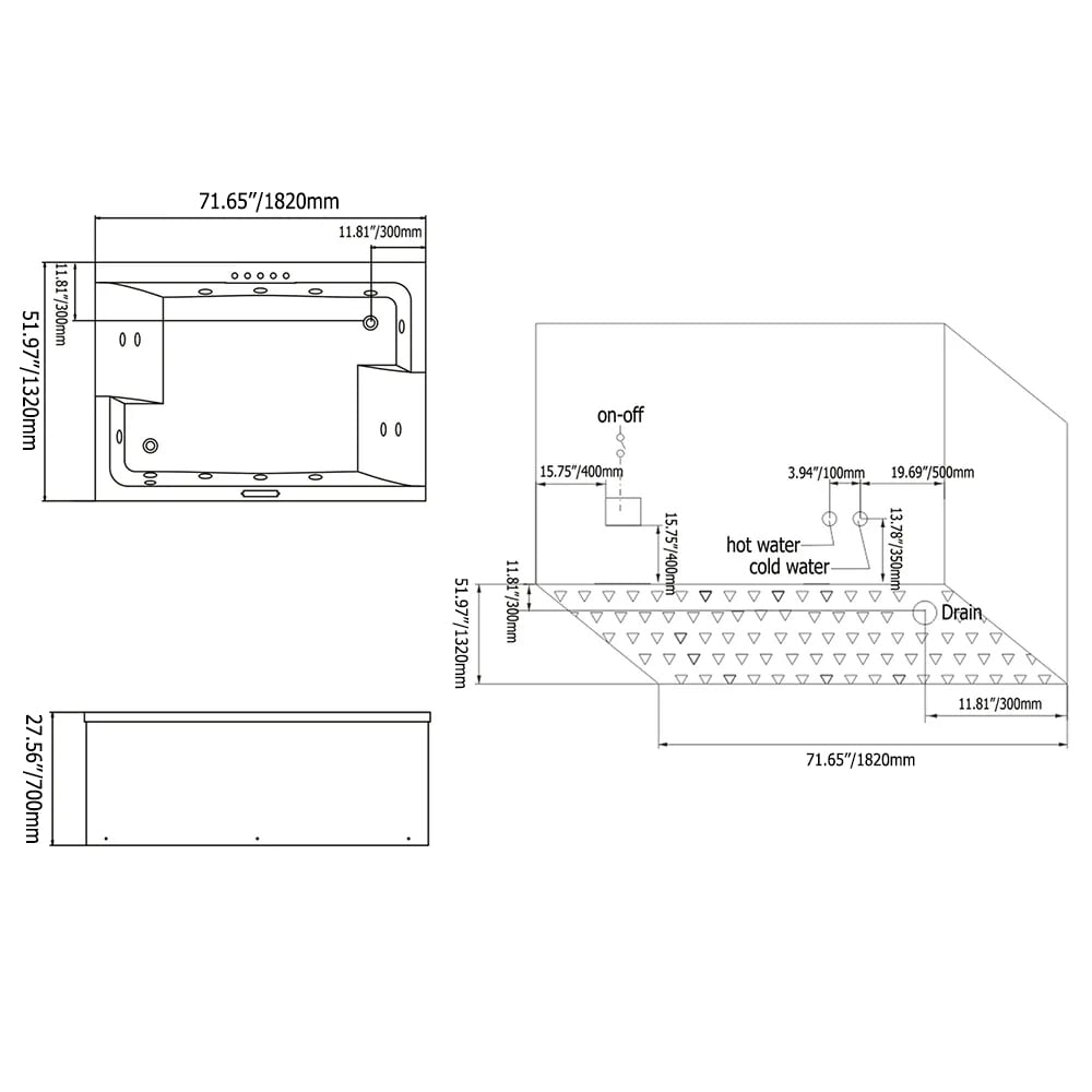 71" Double Whirlpool Bathtub with Temperature Control 118-Gallon Capacity