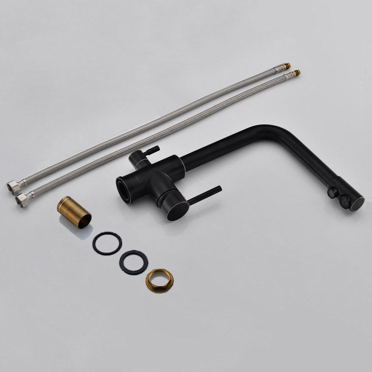 Stev Monobloc Dual Lever Kitchen Mixer Tap with Water Filtering in Antique Black