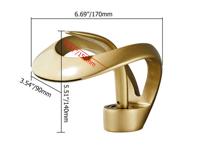 Waterfall Bathroom Sink Faucet in Gold Single Handle Solid Brass
