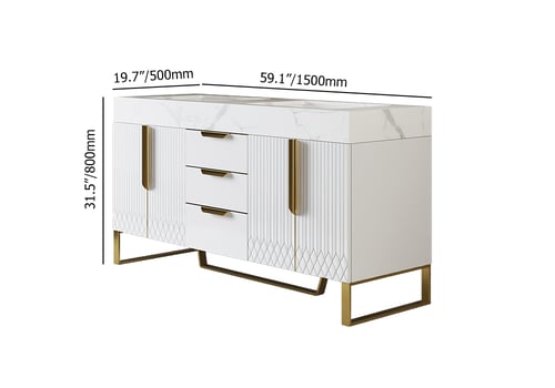 59" Double Sink Freestanding Vanity Set with LED Medicine Cabinet with Storage