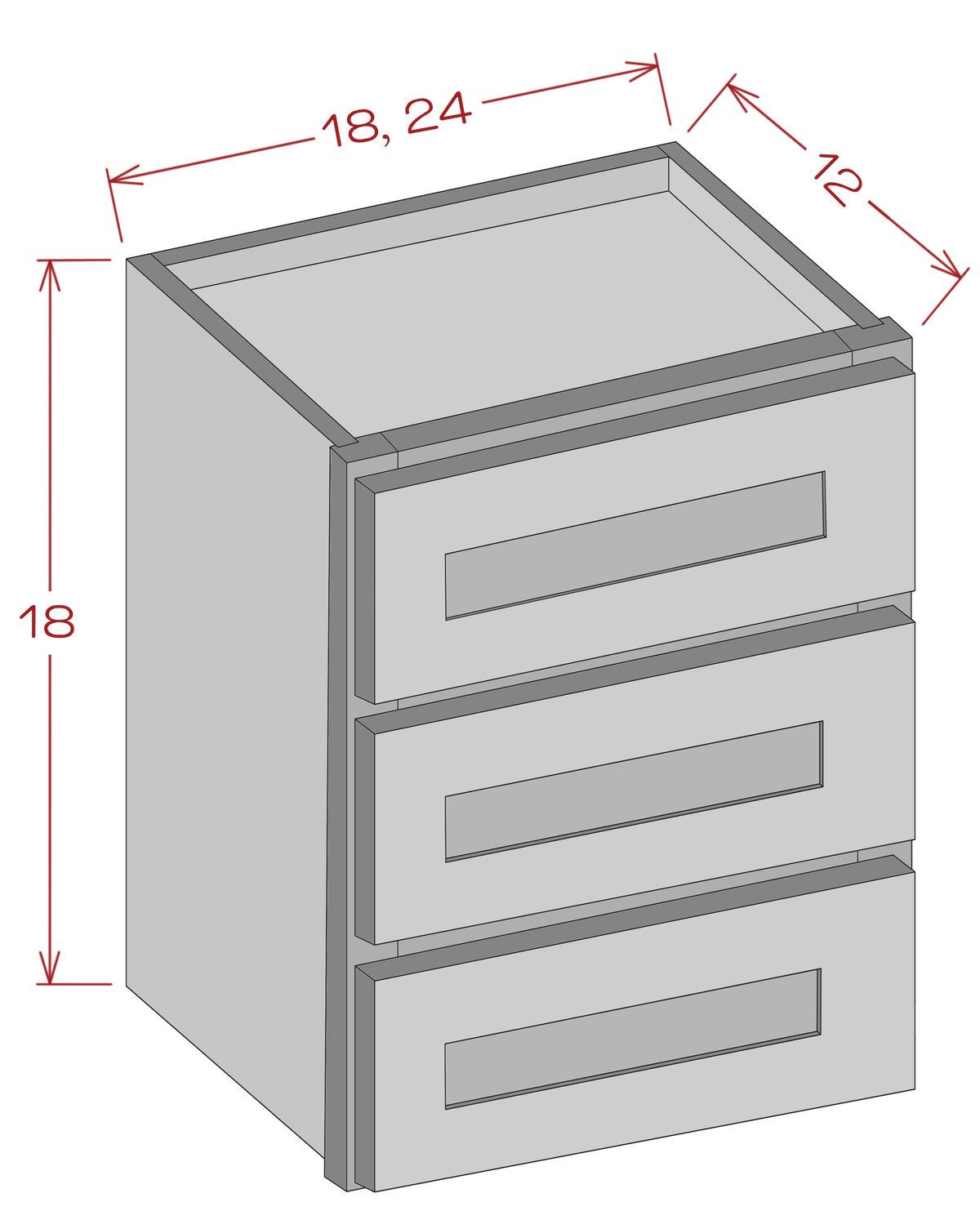 Countertop Drawers Cabinets - Shaker Gray