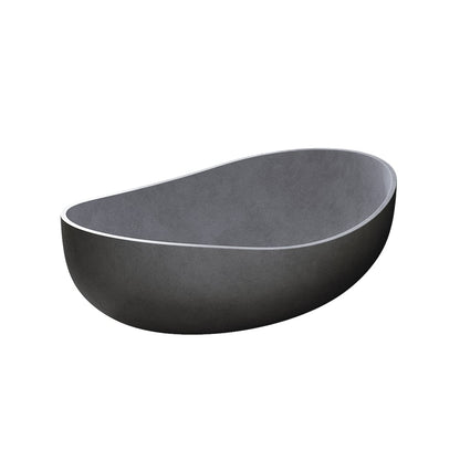 63" Industrial Oval Freestanding Cement Soaking Bathtub Gray