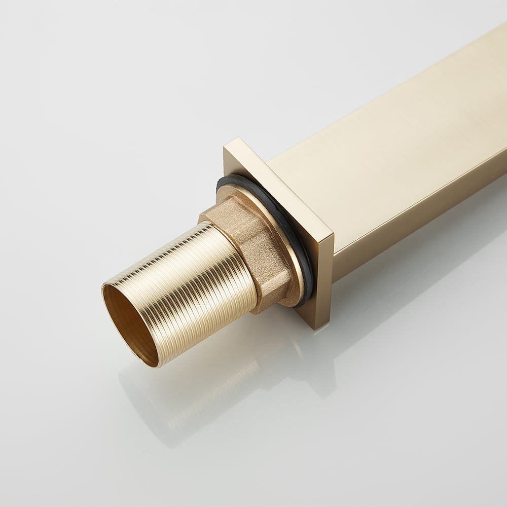 Brushed Gold Ultra-Thin Single Handle Waterfall Bathroom Vessel Sink Faucet Solid Brass