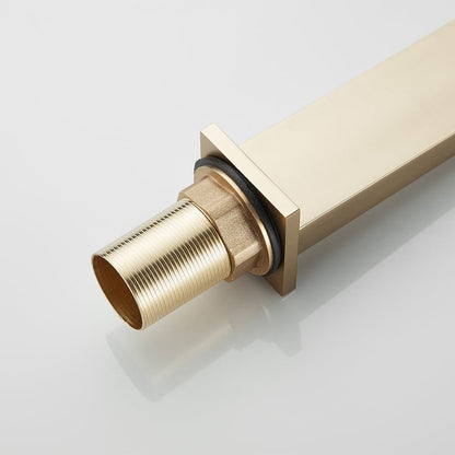 Brushed Gold Ultra-Thin Single Handle Waterfall Bathroom Vessel Sink Faucet Solid Brass