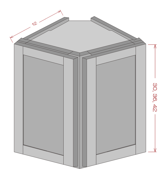 Angle End Wall Cabinets - Shaker White