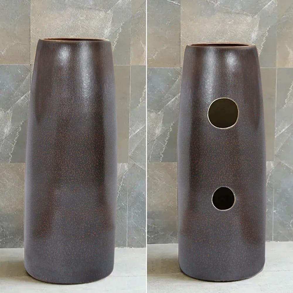 Vintage Retro Kaolin Clay Pedestal Sink Freestanding Bathroom Sink