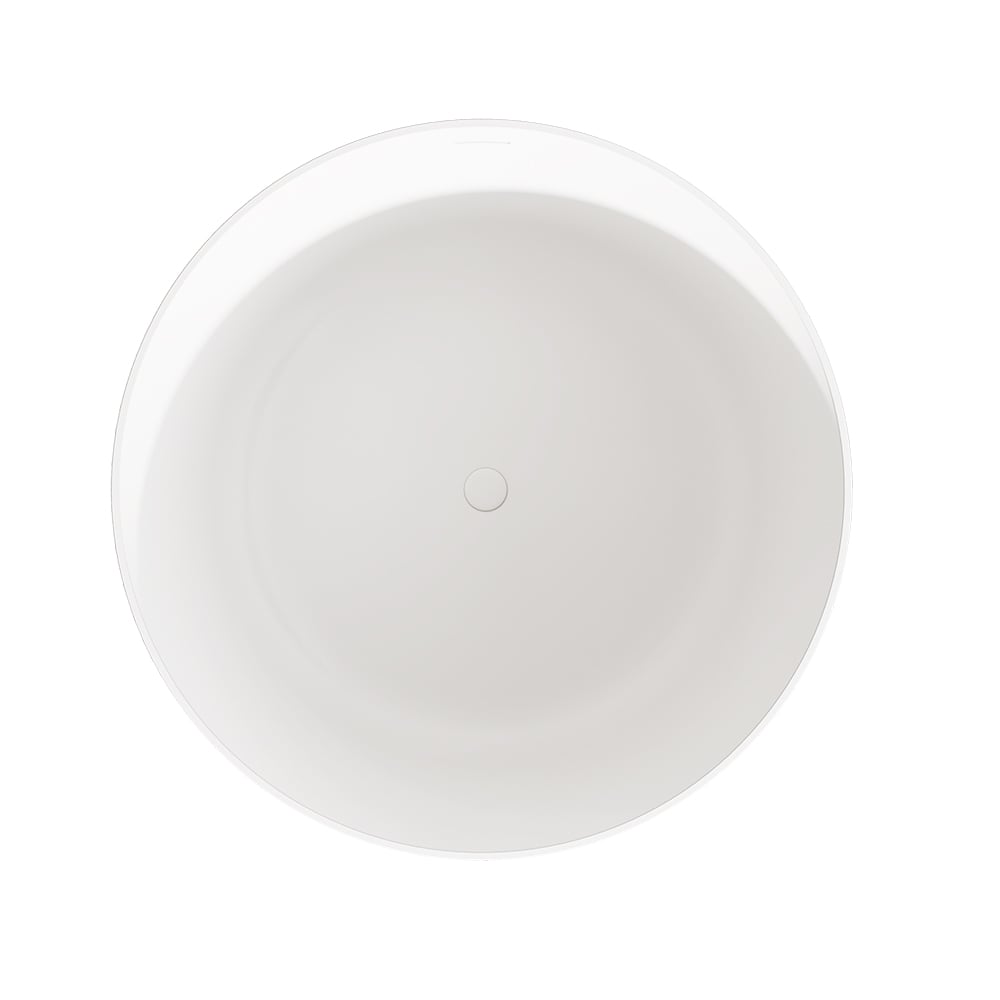 41" Japanese Modern Round  Freestanding Stone Soaking Bathtub White