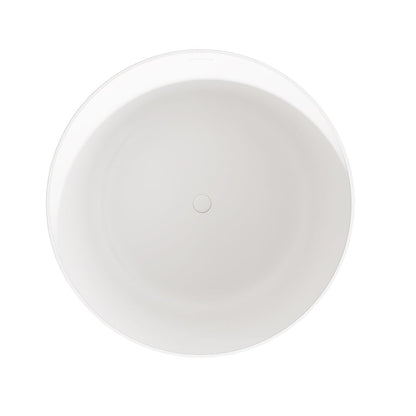 41" Japanese Modern Round  Freestanding Stone Soaking Bathtub White