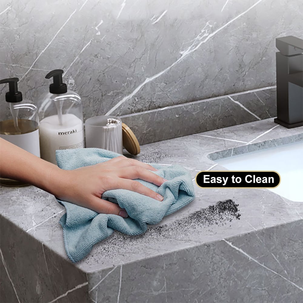 Modern 39" Black Floating Single Bathroom Vanity with Sintered Stone Top and Sink