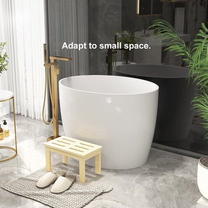 39.37" Modern Deep Oval Freestanding Stone Resin Soaking Bathtub White