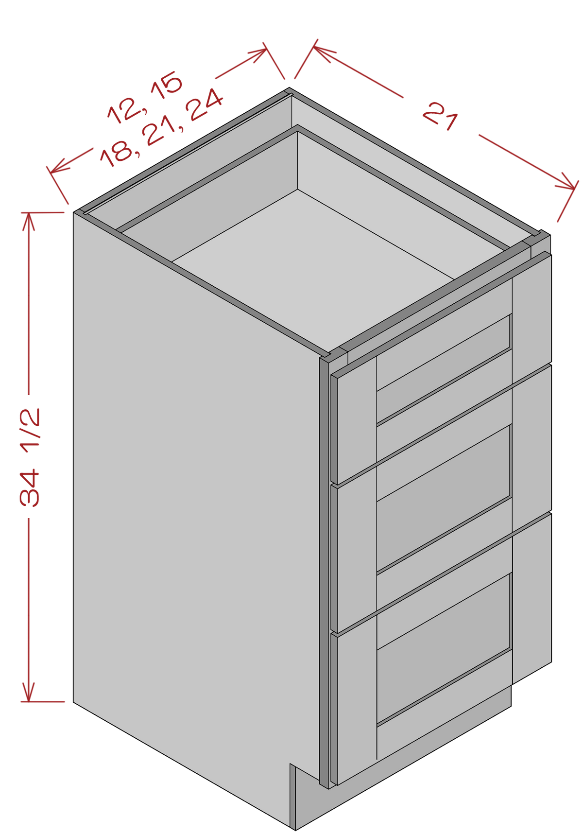 Vanity Drawer Base Cabinets - Shaker White