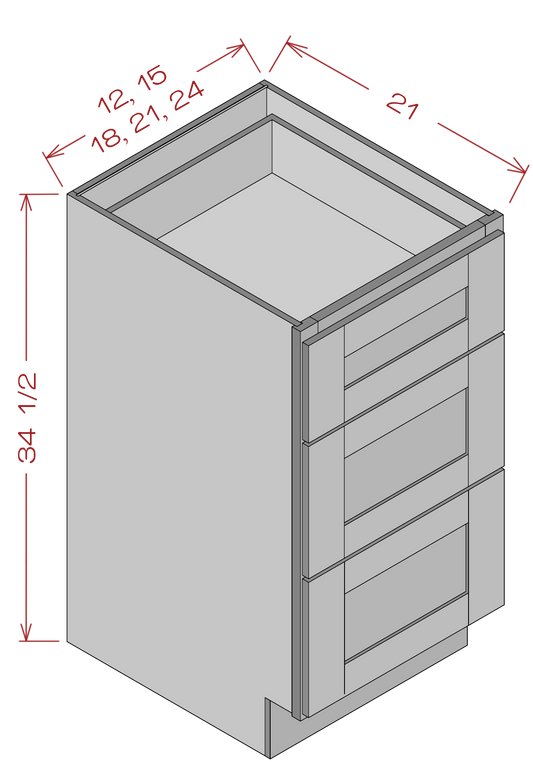 Vanity Drawer Base Cabinets - Shaker White