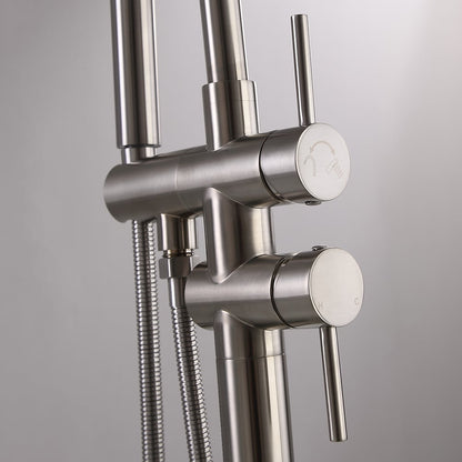 Brewst Modern Brushed Nickel Freestanding Bathtub Faucet Hand Shower Solid Brass