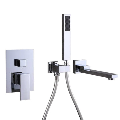 Ultramodern Chrome Wall Mounted Swirling Tub Filler Faucet with Hand Shower