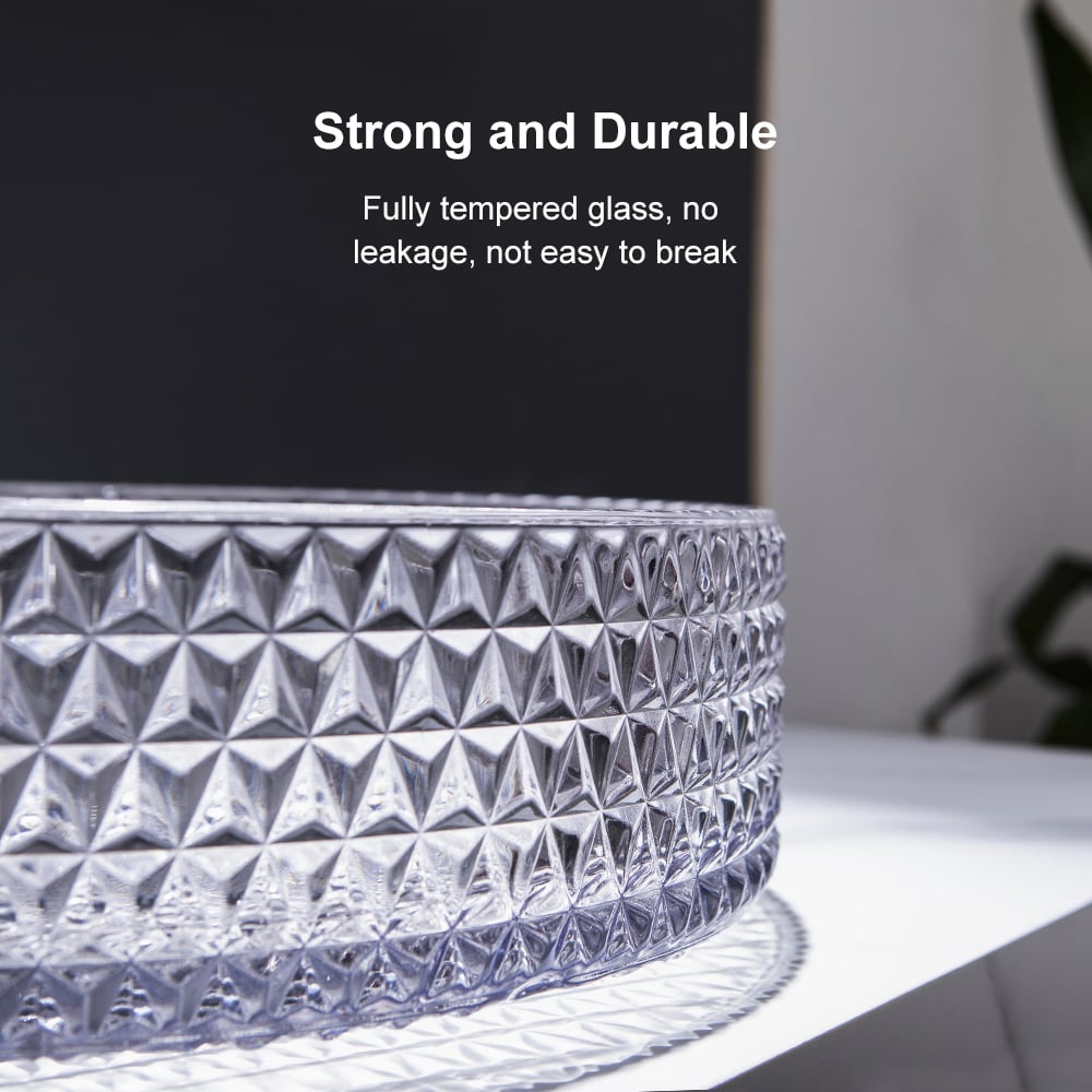 Vessel Transparent Diamond Shaped Crystal Glass Bathroom Wash Sink