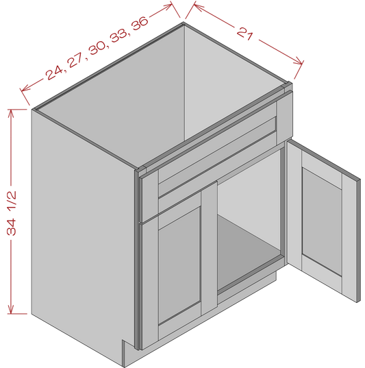 Vanity Sink Base Cabinets - Shaker White