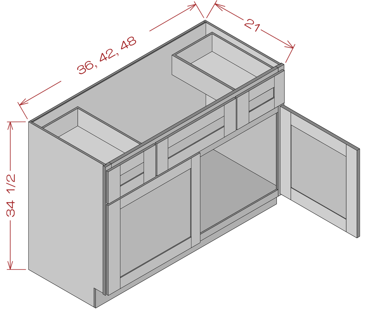 Vanity Combo Sink Base Cabinets - Shaker White