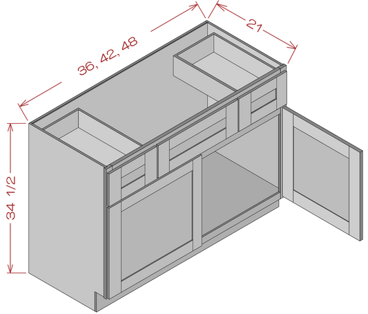 Vanity Combo Sink Base Cabinets - Shaker White