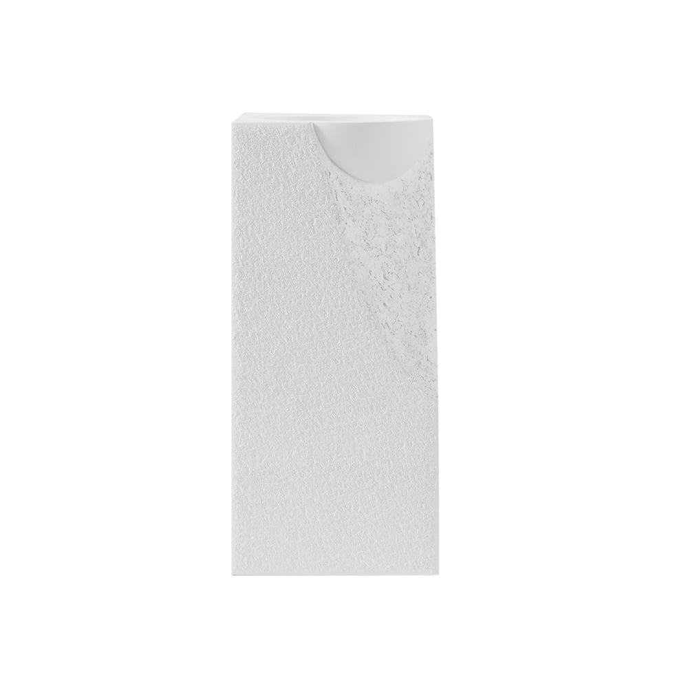 34" Japandi Tall Stone Resin Pedestal Sink with Rounded Basin Freestanding in White